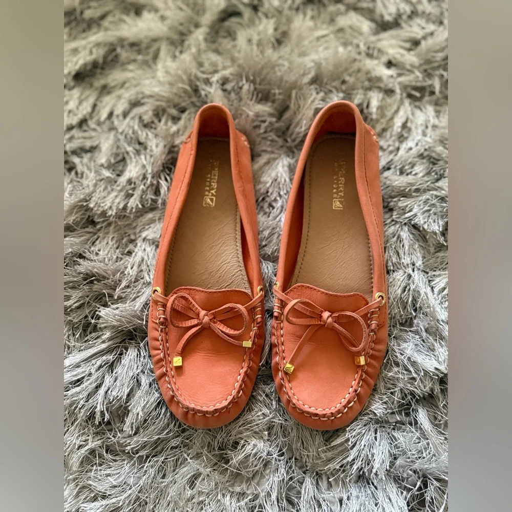 Sperry Orange Leather Moccasin Loafers - Picture 3 of 6